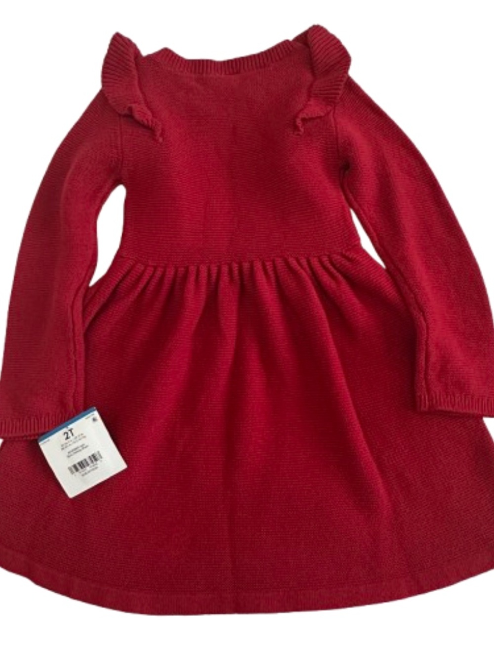 New Carters' 2T Bright Red Knit Ruffled Long Sleeves Round Neck Holiday Dress - Picture 13 of 13